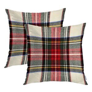 Batmerry Red White Plaid Decorative Pillow Covers, 22 x 22 Inch Set Of 2